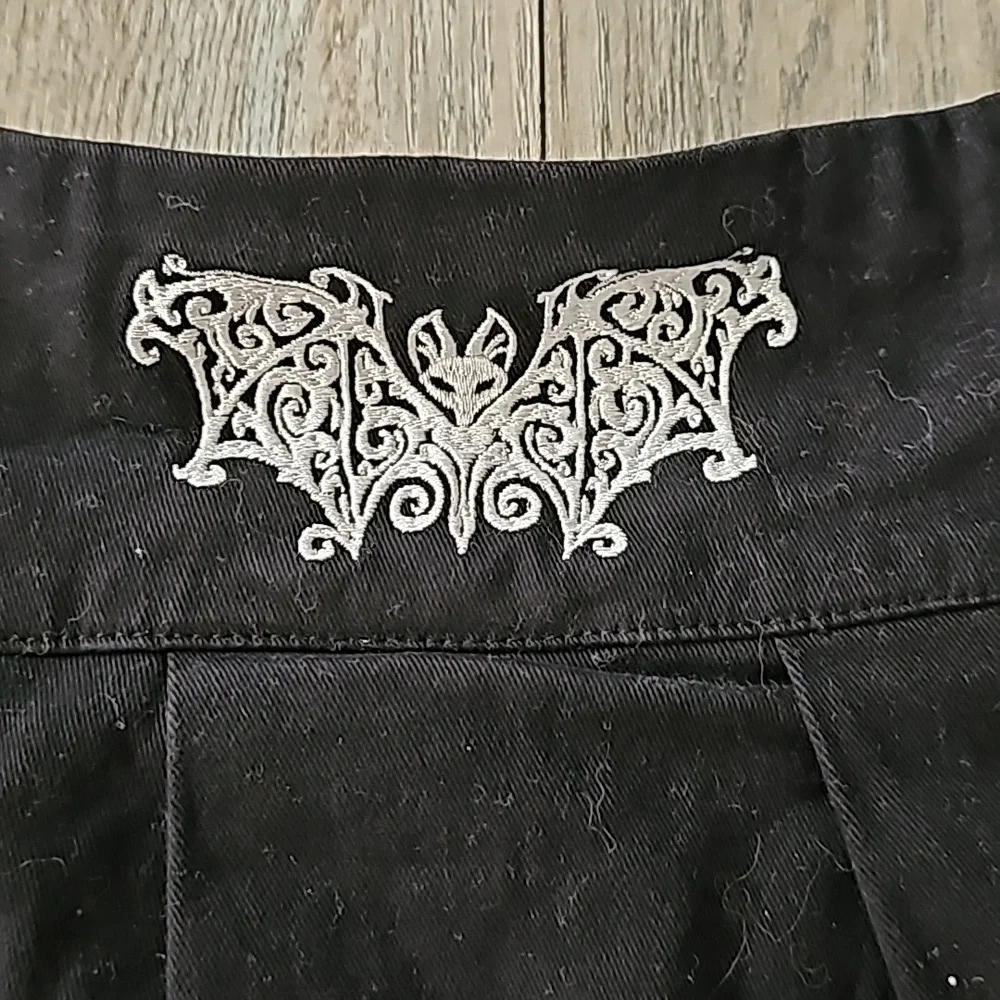 The Grave Girls mini skirt black embroidered bat winged vampire 🧛‍♂️hg01